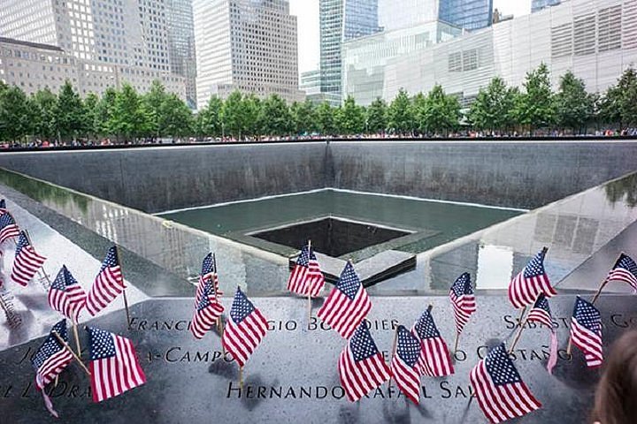 A picture of the 9/11 Ground Zero memorial
